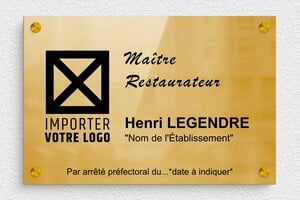 Plaque Maître Restaurateur - plaquepro-job-restaurateur-003-0 - 300 x 200 mm - poli - screws-spacer - plaquepro-job-restaurateur-003-0