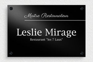 Plaque Maître Restaurateur - plaquepro-job-restaurateur-004-4 - 300 x 200 mm - noir - screws-spacer - plaquepro-job-restaurateur-004-4