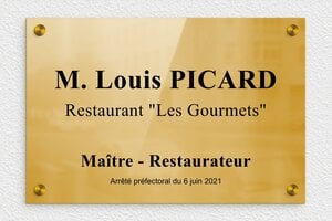 Plaque Maître Restaurateur - plaquepro-job-restaurateur-quadri-001-3 - 300 x 200 mm - poli - screws-caps - plaquepro-job-restaurateur-quadri-001-3