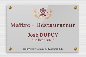 Plaque Professionnelle Maître Restaurateur - plaquepro-job-restaurateur-quadri-003-3 - 300 x 200 mm - custom - screws-caps - plaquepro-job-restaurateur-quadri-003-3