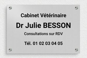 Plaque Vétérinaire - plaquepro-job-veterinaire-001-1 - 300 x 200 mm - anodise - screws-spacer - plaquepro-job-veterinaire-001-1