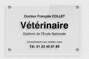 Créez votre plaque professionnelle personnalisée - plaquepro-job-veterinaire-002-0 - 300 x 200 mm - transparent - screws-spacer - plaquepro-job-veterinaire-002-0