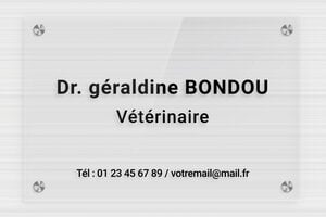 Plaque Professionnelle Personnalisée gravée ou imprimée - plaquepro-job-veterinaire-002-4 - 300 x 200 mm - transparent - screws-caps - plaquepro-job-veterinaire-002-4