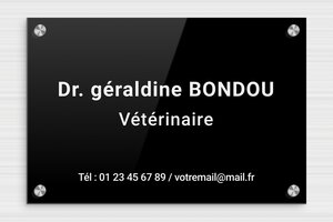 Plaque Vétérinaire - plaquepro-job-veterinaire-003-1 - 300 x 200 mm - noir-blanc - screws-caps - plaquepro-job-veterinaire-003-1