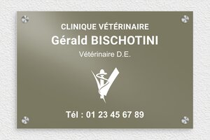 Plaque Vétérinaire - plaquepro-job-veterinaire-004-4 - 300 x 200 mm - taupe - screws-caps - plaquepro-job-veterinaire-004-4