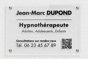 Plaque Professionnelle Personnalisée gravée ou imprimée - plaquepro-qr-code-002-3 - 300 x 200 mm - transparent - screws-spacer - plaquepro-qr-code-002-3