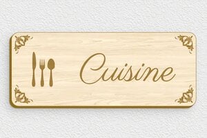 Signalétique intérieure - Plaque de cuisine en bois - 150 x 60 mm - Bois - erable - glue - pp-cuisine-001-4