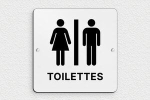 Plaque de porte WC - Toilettes et salle de bains - Plaque toilettes - 150 x 150 mm - PVC - gris-noir - screws - pp-piece-004-1