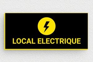 Signalétique intérieure - Plaque local électrique - 80 x 35 mm - PVC - noir-jaune - glue - pp-piece-008-0