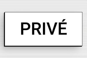 Plaque de porte PVC - Plaquette de porte privé - 80 x 35 mm - PVC - blanc-noir - glue - pp-piece-010-4