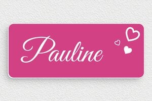 Plaque de porte PVC - pp-piece-018-0 - 150 x 60 mm - rose-blanc - glue - pp-piece-018-0