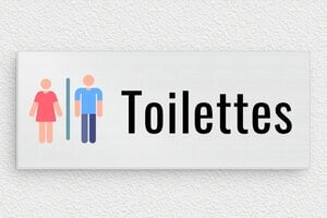 Plaque de porte WC - Toilettes et salle de bains - Panneau toilettes en aluminium - 150 x 60 mm - Aluminium - brosse - none - pp-piece-toilette-quadri-5
