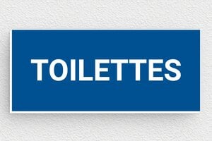Plaque de porte WC - Toilettes et salle de bains - Plaque toilettes - PVC - Bleu - 80 x 35 mm - 80 x 35 mm - PVC - bleu-blanc - glue - pp-porte-006-1