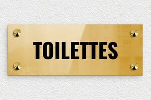 Plaque de porte WC - Toilettes et salle de bains - Plaque de toilettes - Laiton - 210 x 80 mm - 210 x 80 mm - Laiton - poli - screws-caps - pp-toilette-004-4