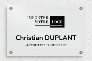 Plaque Professionnelle Logo  - ppro-architecte-001-1 - 300 x 200 mm - brosse - screws-spacer - ppro-architecte-001-1