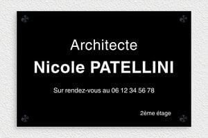 Plaque Professionnelle PVC - ppro-architecte-006-1 - 300 x 200 mm - noir-blanc - screws-caps - ppro-architecte-006-1