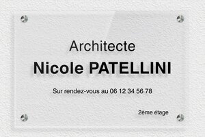 Plaque Professionnelle Plexiglass Transparent - ppro-architecte-006-115 - 300 x 200 mm - transparent - screws-spacer - ppro-architecte-006-115