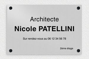 Plaque Professionnelle Aluminium - ppro-architecte-006-19 - 300 x 200 mm - anodise - screws-caps - ppro-architecte-006-19