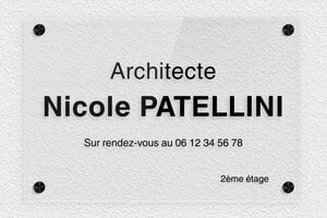 Plaque Professionnelle Architecte - ppro-architecte-007-1 - 300 x 200 mm - transparent - screws-caps - ppro-architecte-007-1