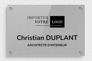 Plaque Professionnelle Logo  - ppro-architecte-009-1 - 300 x 200 mm - gris-noir - screws-spacer - ppro-architecte-009-1
