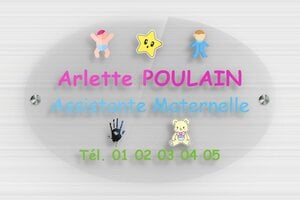 Plaque Assistante Maternelle - ppro-assistante-maternelle-001-3 - 300 x 200 mm - transparent - screws-spacer - ppro-assistante-maternelle-001-3