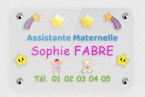 Plaque Assistante Maternelle - ppro-assistante-maternelle-002-3 - 300 x 200 mm - transparent - screws-caps - ppro-assistante-maternelle-002-3