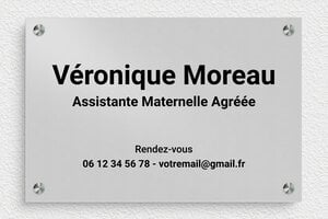 Plaque Professionnelle Assistante Maternelle - ppro-assistantematernelle-004-1 - 300 x 200 mm - anodise - screws-spacer - ppro-assistantematernelle-004-1