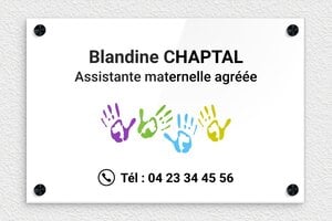 Plaque Professionnelle Assistante Maternelle - ppro-assistmaternelle-006-1 - 300 x 200 mm - custom - screws-caps - ppro-assistmaternelle-006-1