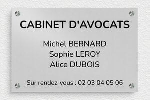 Plaque Avocat - ppro-avocat-002-5 - 300 x 200 mm - anodise - screws-spacer - ppro-avocat-002-5