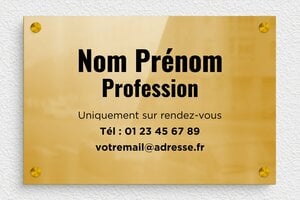 Plaque Professionnelle Laiton - ppro-avocat-006-45 - 300 x 200 mm - poli - screws-spacer - ppro-avocat-006-45