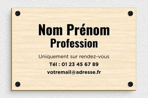 Plaque Professionnelle Bois - ppro-avocat-006-454 - 300 x 200 mm - erable - screws-spacer - ppro-avocat-006-454