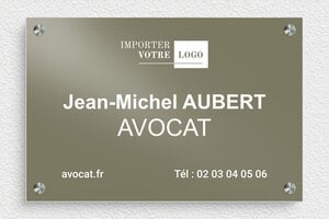 Plaque Avocat - ppro-avocat-alu-5 - 300 x 200 mm - taupe - screws-spacer - ppro-avocat-alu-5