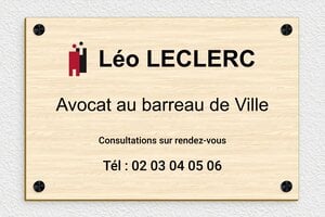 Plaque Professionnelle Bois - ppro-avocat-pvc-00254 - 300 x 200 mm - erable - screws-caps - ppro-avocat-pvc-00254