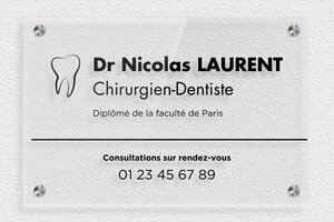 Plaque Professionnelle Plexiglass Transparent - ppro-dentiste-001-04 - 300 x 200 mm - transparent - screws-spacer - ppro-dentiste-001-04