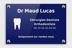 Plaque Dentiste - ppro-dentiste-003-0 - 300 x 200 mm - bleu-blanc - screws-caps - ppro-dentiste-003-0
