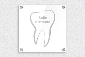 Plaque Dentiste - ppro-dentiste-003-1 - 200 x 200 mm - blanc-argent - screws-caps - ppro-dentiste-003-1