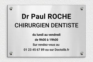 Plaque Professionnelle PVC - ppro-dentiste-004-01 - 300 x 200 mm - gris-brillant-noir - screws-caps - ppro-dentiste-004-01