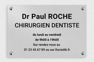 Plaque Professionnelle Aluminium - ppro-dentiste-004-02 - 300 x 200 mm - anodise - screws-caps - ppro-dentiste-004-02