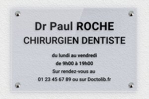 Plaque Professionnelle Plexiglass Transparent - ppro-dentiste-004-056 - 300 x 200 mm - bleu - screws-caps - ppro-dentiste-004-056