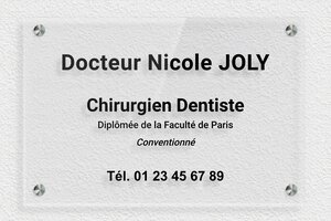 Plaque Professionnelle Plexiglass Transparent - ppro-dentiste-005-011 - 300 x 200 mm - transparent - screws-spacer - ppro-dentiste-005-011