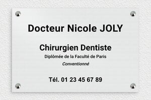 Plaque Professionnelle Aluminium - ppro-dentiste-005-06 - 300 x 200 mm - brosse - screws-caps - ppro-dentiste-005-06
