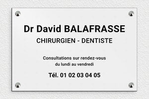Plaque Dentiste - ppro-dentiste-006-1 - 300 x 200 mm - gris-noir - screws-caps - ppro-dentiste-006-1