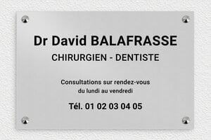 Plaque Professionnelle Aluminium - ppro-dentiste-006-156 - 300 x 200 mm - anodise - screws-caps - ppro-dentiste-006-156