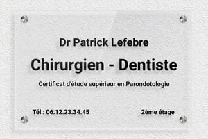 Plaque Dentiste - ppro-dentiste-013-1 - 300 x 200 mm - transparent - screws-spacer - ppro-dentiste-013-1