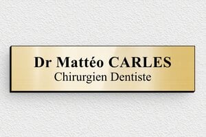 Plaque Dentiste - ppro-dentiste-017-1 - 100 x 25 mm - or-brillant-noir - glue - ppro-dentiste-017-1