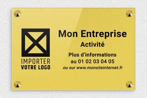 Plaque professionnelle association - ppro-entreprise-004-0 - 300 x 200 mm - or-clair-noir - screws-caps - ppro-entreprise-004-0