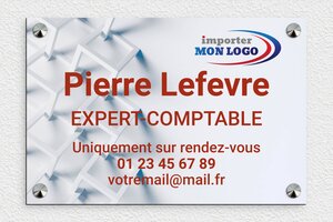 Plaque Professionnelle Expert Comptable - ppro-expert-comptable-008-4 - 300 x 200 mm - custom - screws-caps - ppro-expert-comptable-008-4