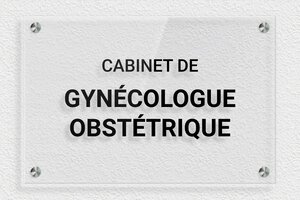 Plaque Professionnelle Gynécologue - ppro-gynechologue-004-1 - 300 x 200 mm - transparent - screws-spacer - ppro-gynechologue-004-1