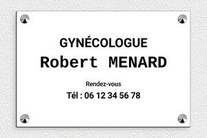 Plaque Professionnelle Gynécologue - ppro-gynecologue-004-1 - 300 x 200 mm - blanc-noir - screws-caps - ppro-gynecologue-004-1