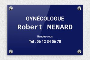 Plaque Professionnelle Gynécologue - ppro-gynecologue-004-4 - 300 x 200 mm - bleu-blanc - screws-caps - ppro-gynecologue-004-4